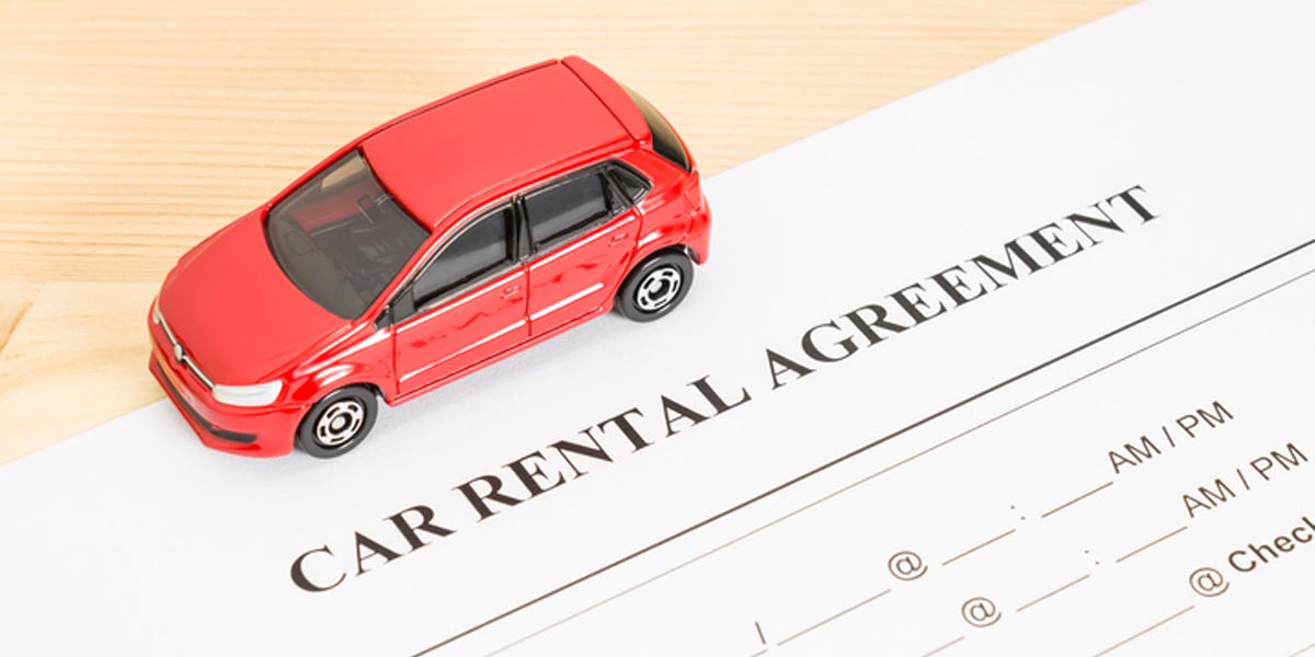 Car Rental Agreement With Red Car on Left View