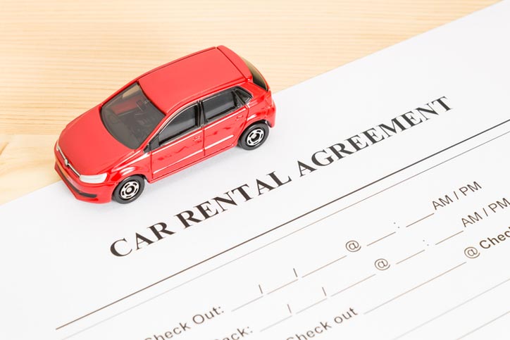 Car Rental Agreement With Red Car on Left View