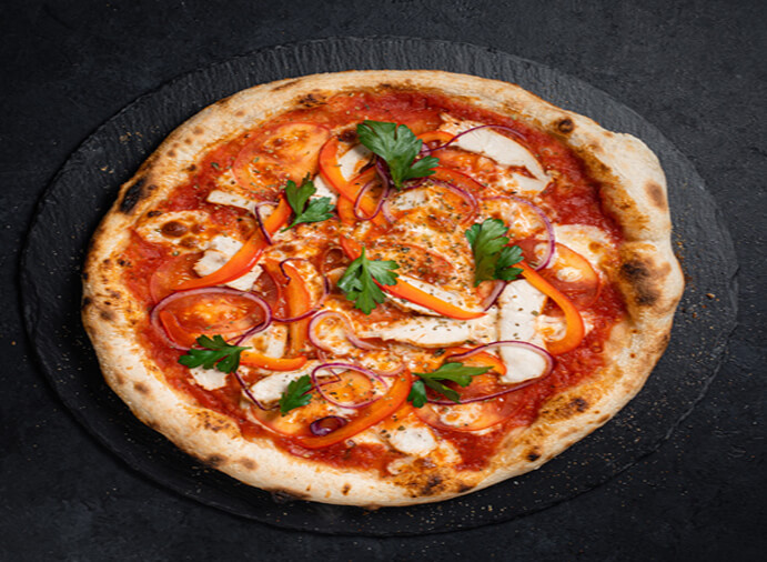 neapolitan pizza on black background - best rated food and restaurant insurance new jersey